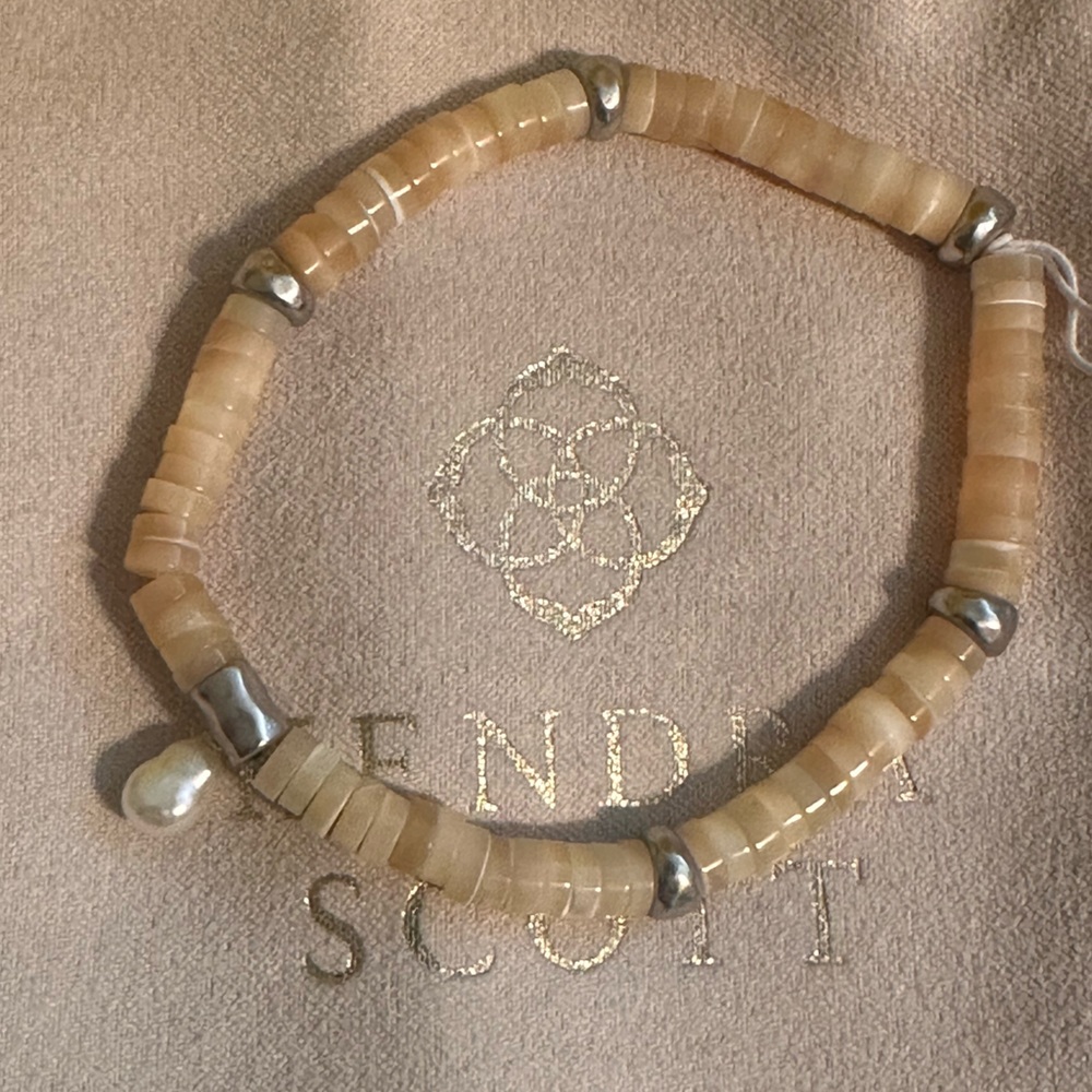 Kendra Scott Tan Beaded Bracelet with Silver Accents